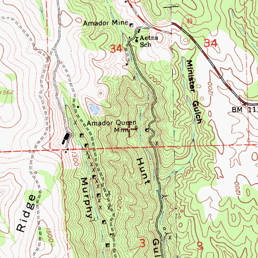Topographic Map of Amador Queen Mine, CA