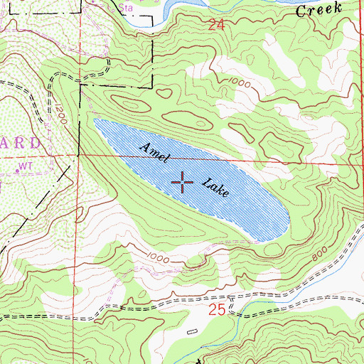 Topographic Map of Amel Lake, CA