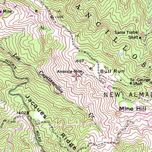 Topographic Map of America Mine, CA