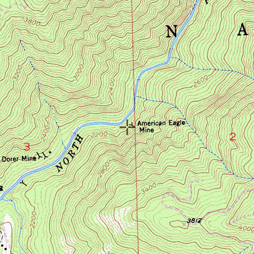 Topographic Map of American Eagle Mine, CA