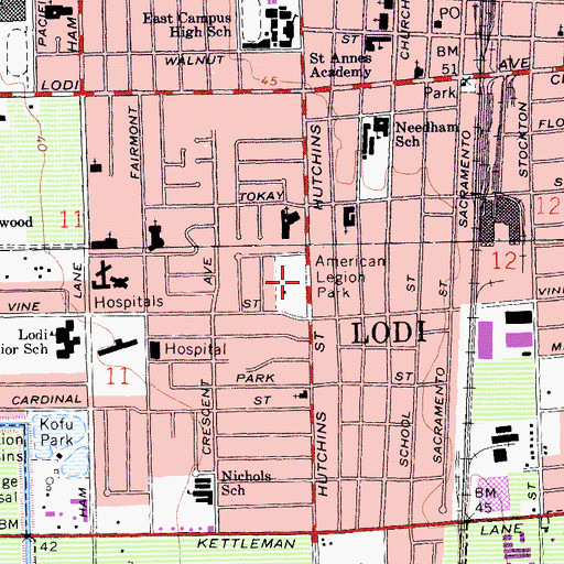 Topographic Map of American Legion Park, CA