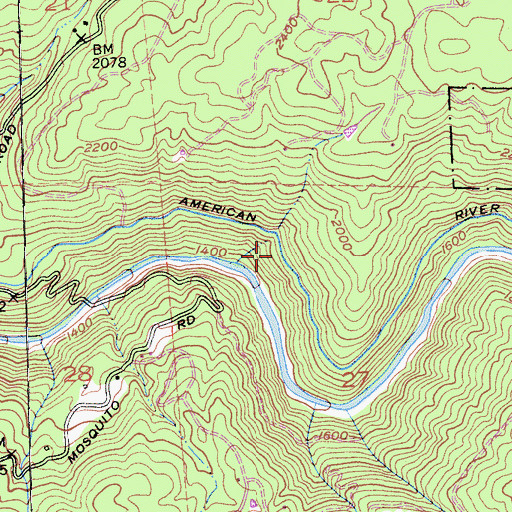 Topographic Map of American River Flume, CA