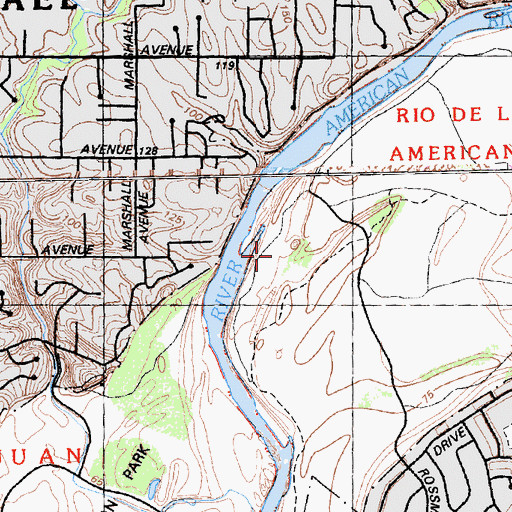 Topographic Map of American River Parkway, CA