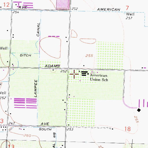 Topographic Map of American Union Elementary School, CA