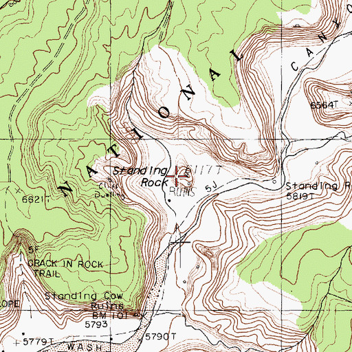 Topographic Map of Standing Rock, AZ