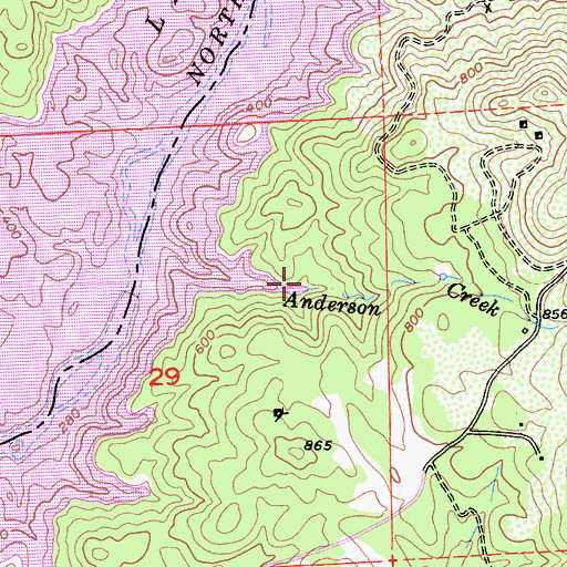 Topographic Map of Anderson Creek, CA