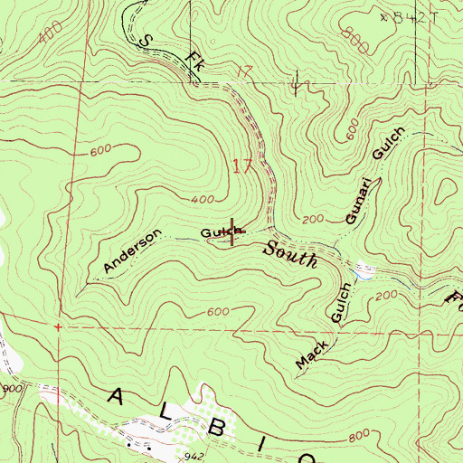 Topographic Map of Anderson Gulch, CA