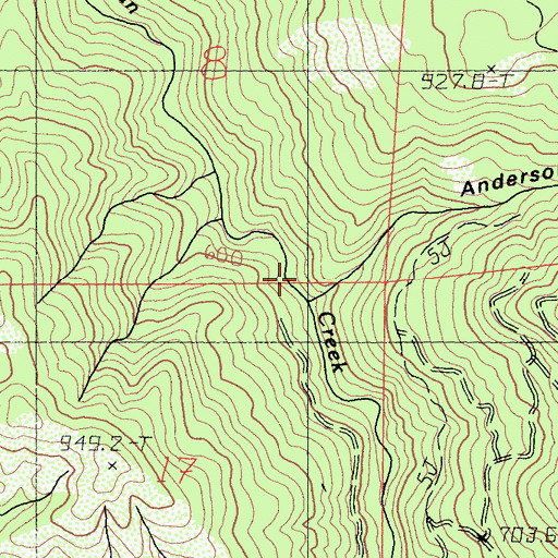 Topographic Map of Anderson Gulch, CA