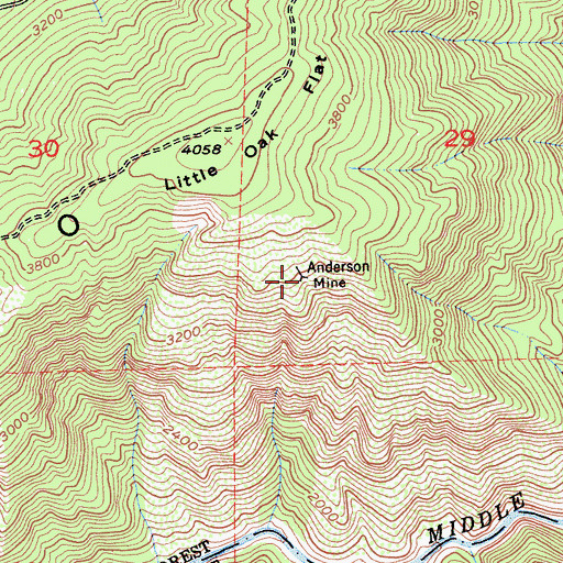 Topographic Map of Anderson Mine, CA