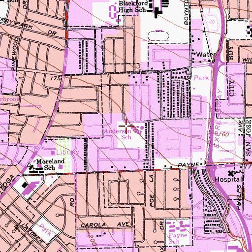 Topographic Map of Leroy Anderson Elementary School, CA