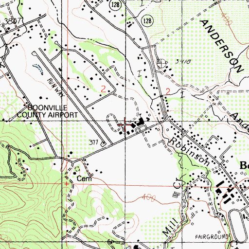 Topographic Map of Anderson Valley Junior - Senior High School, CA