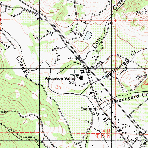 Topographic Map of Anderson Valley Elementary School, CA