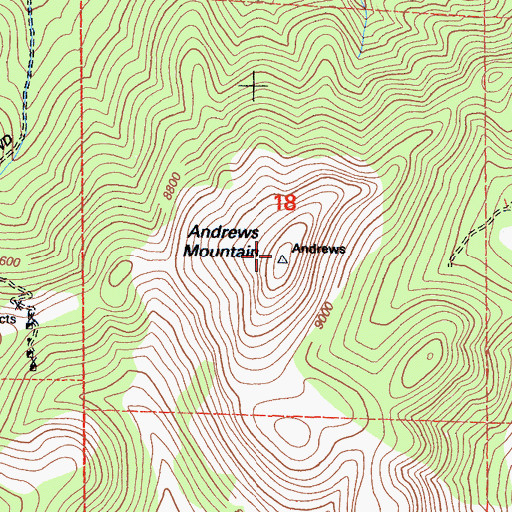 Topographic Map of Andrews Mountain, CA
