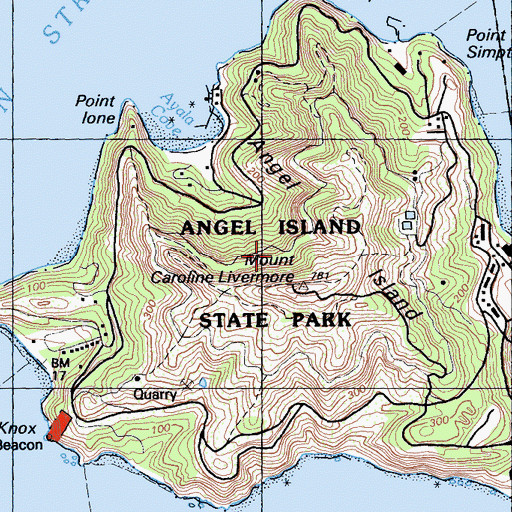 Topographic Map of Angel Island, CA
