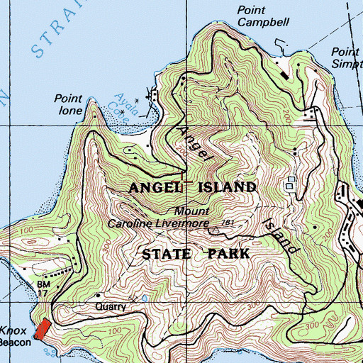 Topographic Map of Angel Island State Park, CA