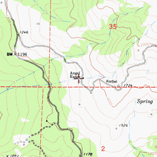 Topographic Map of Angel Ranch, CA