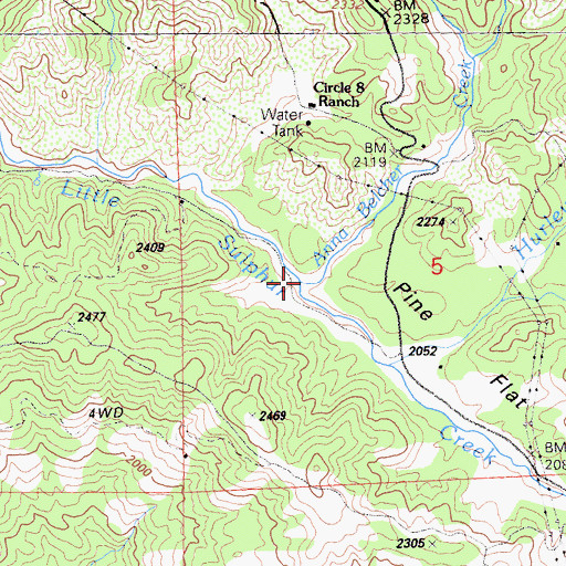 Topographic Map of Anna Belcher Creek, CA