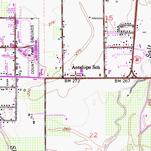 Topographic Map of Antelope Elementary School, CA