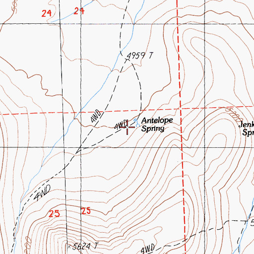 Topographic Map of Antelope Spring, CA
