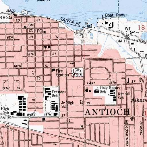Topographic Map of Antioch City Park, CA
