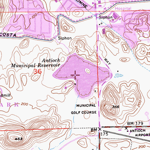 Topographic Map of Antioch Municipal Reservoir, CA