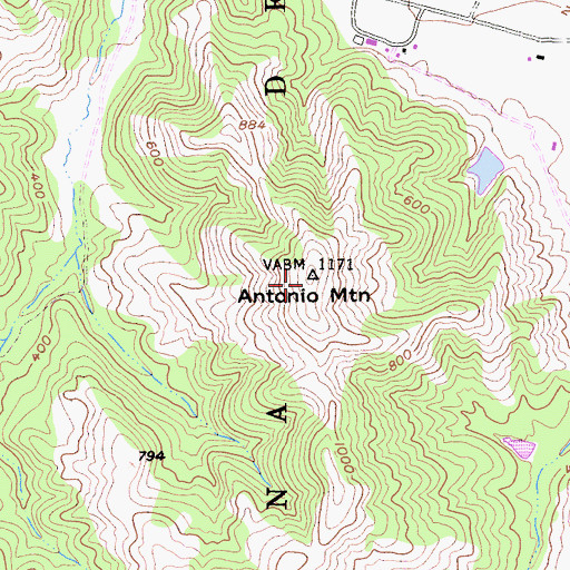 Topographic Map of Antonio Mountain, CA