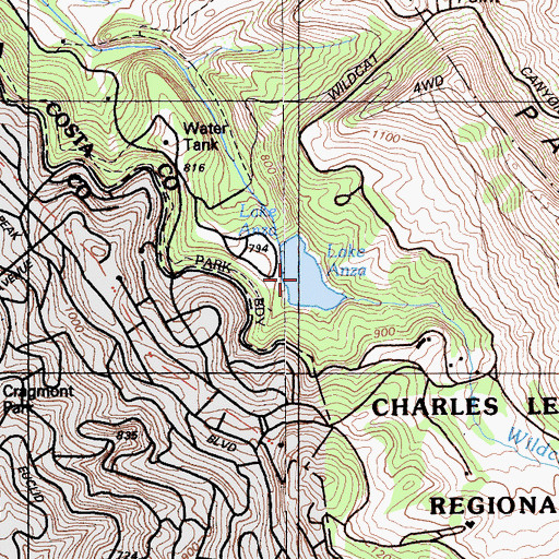 Topographic Map of Lake Anza, CA