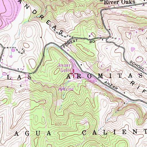 Topographic Map of Anzar Lake, CA