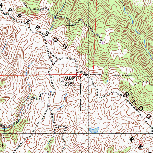 Topographic Map of Apperson Ridge, CA