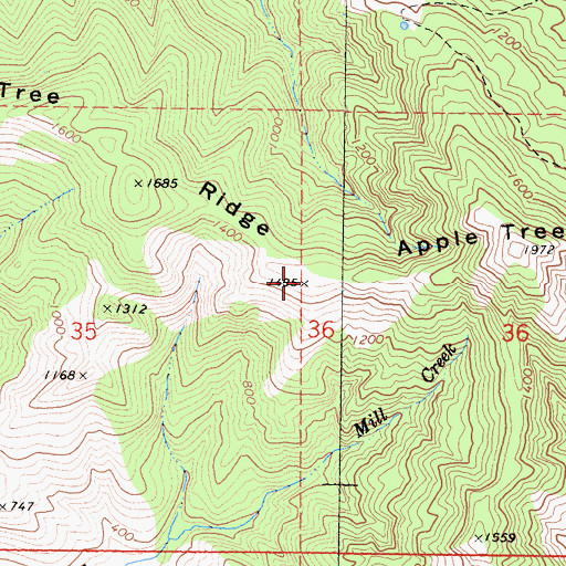 Topographic Map of Apple Tree Ridge, CA