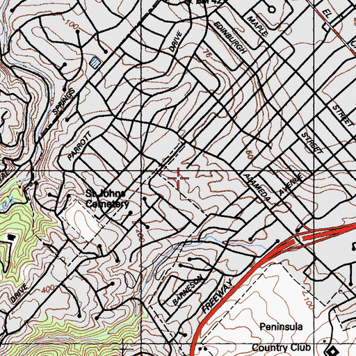 Topographic Map of Aragon High School, CA