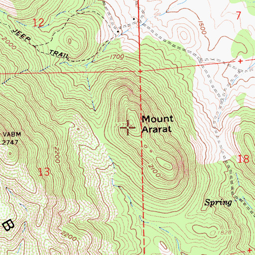 Topographic Map of Mount Ararat, CA