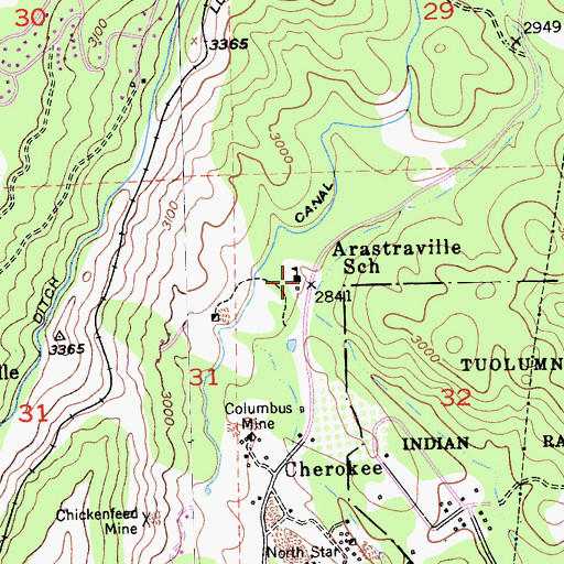 Topographic Map of Arastraville School, CA