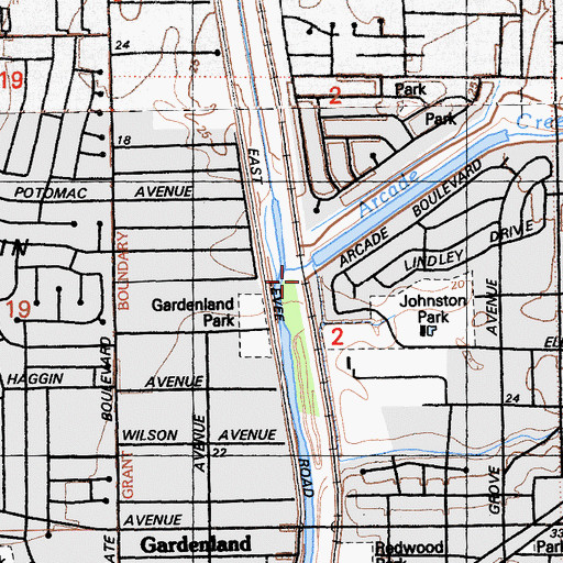 Topographic Map of Arcade Creek, CA