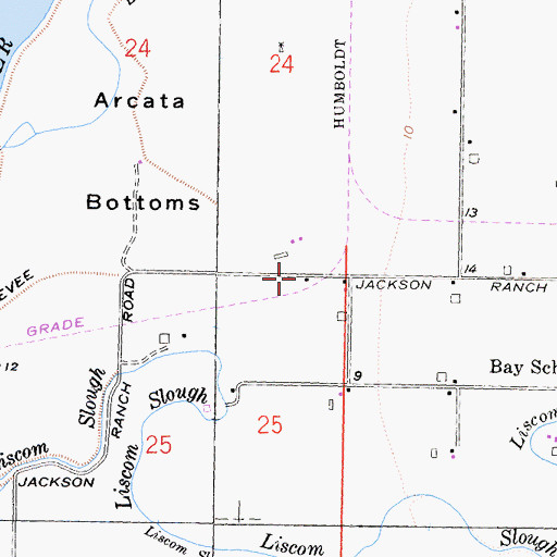 Topographic Map of Arcata Bottoms, CA