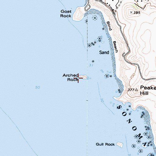 Topographic Map of Arched Rock, CA