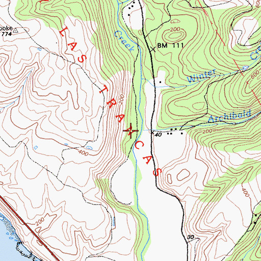 Topographic Map of Archibald Creek, CA