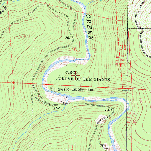 Topographic Map of Arco Grove of the Giants, CA