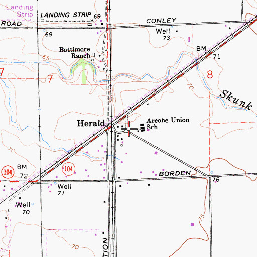Topographic Map of Arcohe Elementary School, CA