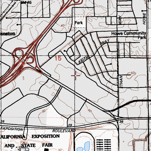 Topographic Map of Arden Fair Mall, CA