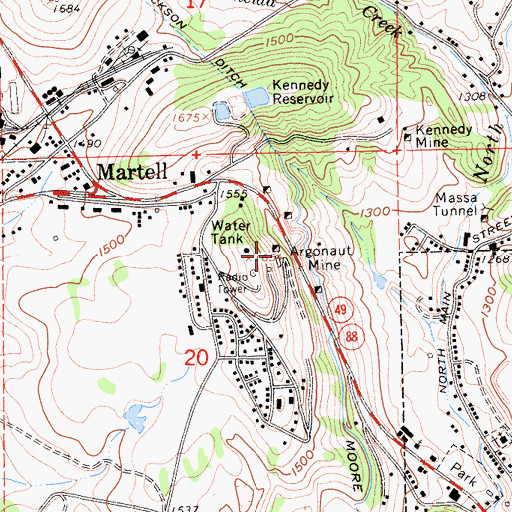 Topographic Map of Argonaut Mine, CA