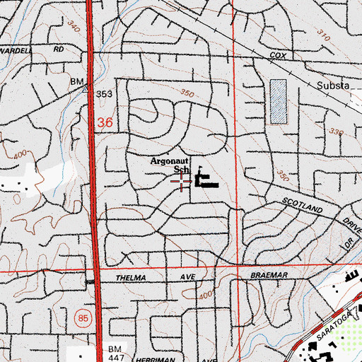 Topographic Map of Argonaut Elementary School, CA