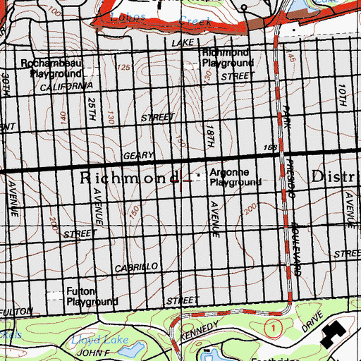 Topographic Map of Argonne Playground, CA