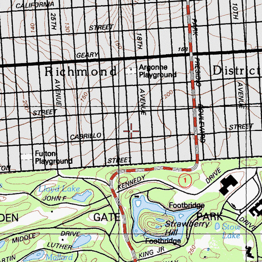 Topographic Map of Argonne Elementary School, CA
