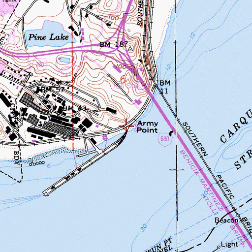 Topographic Map of Army Point, CA