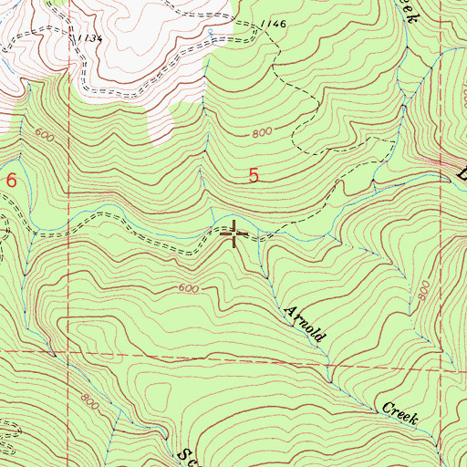 Topographic Map of Arnold Creek, CA