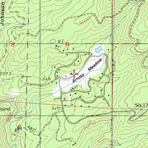 Topographic Map of Arnold Meadow, CA