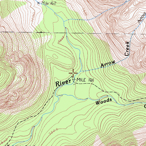 Topographic Map of Arrow Creek, CA