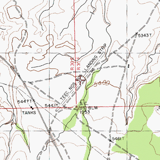 Topographic Map of Teec Nos Pos Landing Strip (historical), AZ