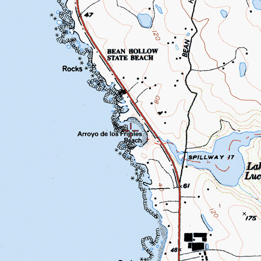 Topographic Map of Arroyo De Los Frijoles Beach, CA